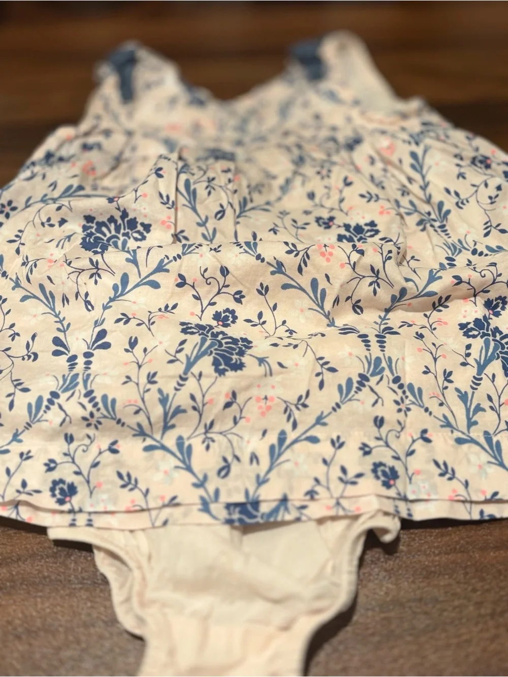 GAP Baby Pink Dress with Blue Floral Print and Pink Accents